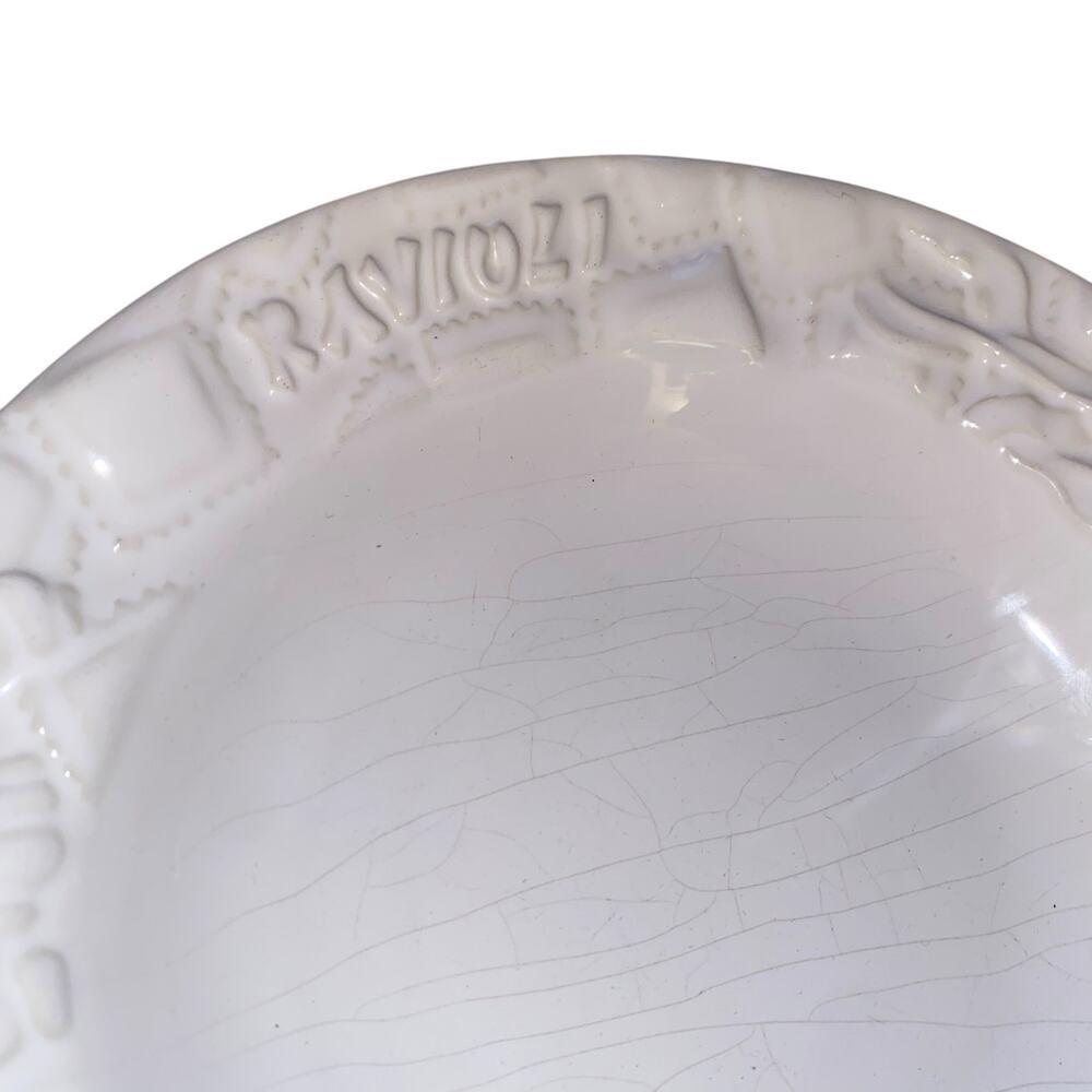 Fapor Portugal 10" White Individual Pasta Bowls Embossed Pasta Rim